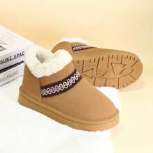 Damen bequeme, warme Schuhe mit dicker Sohle, runde Zehenkappe, kurze Schneestiefel, Design mit tiefem Schaft, warme, lässige Knöchelstiefel