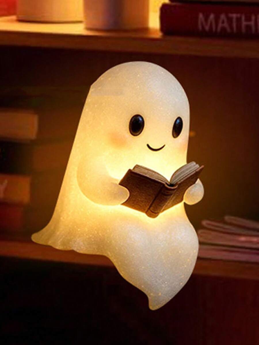 1个书架幽灵装饰夜灯 - LED照明，适用于室内家居装饰和主题房间布置 | 易于放置 - 彩色 - 查看 1