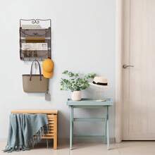 Deco Brothers Wall Mail Organizer With 5 Key Holder, 3 Tier, Bronze - 1 - View 2