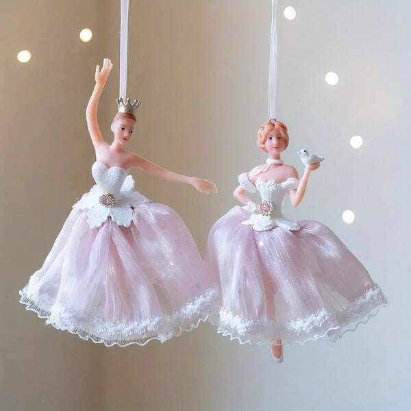 Elegant Fabric Ballet Angel Pendant - White/Pink Tulle Skirt, Graceful Dancing Posture, Conveying A Message Of Joy, Suitable For Home Party Decoration - Christmas/Christmas Tree Decoration, Fantasy Design, Exquisite Details, The Best Christmas Gift. Home Decor Christmas Decorations Room Decor Winter