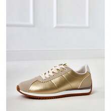 White Canvas Sneakers With Black Insert Mydland - Gold - View 5