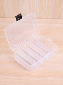 1pc/2pcs 5-Compartment Organizing Box For Makeup Or Hair Accessories, Portable Partitioned Container With Buckle - Clear - View 12