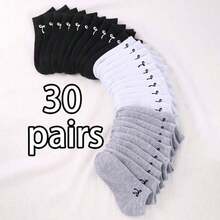 1/15/30双装女士薄款透气舒适防臭短袜，蝴蝶结设计，休闲纯色，适合夏季、春季、秋季、冬季，圣诞礼物 - 彩色 - 查看 10