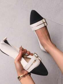 Giày bệt mũi nhọn dành cho nữ, nhiều màu, giày lười đế mềm thanh lịch, phù hợp cho trang phục công sở/ở nhà mùa xuân và mùa hè - Màu be - Xem 12