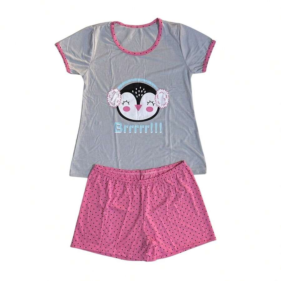 Women's Half Sleeve Baby Doll / Women's Baby Doll / Nightwear - 灰色 - 查看 1