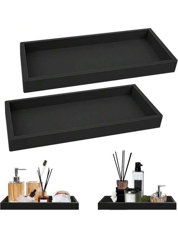 Bathroom Vanity Display Tray, Silicone Tray, Storage Tray, Decorative Tray. Suitable For Holding Perfumes, Candles, Towels, Cosmetics, Soap Dispensers, Etc. Ideal For Bathrooms, Vanities, Living Rooms, And Bedrooms.
