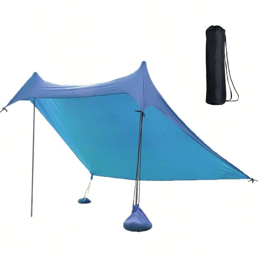 Toldos de Playa Porttiles, Canopy Sunshade con Sacos de, Toldo de Playa Resistente al Viento, FPS 50+ Fcil de Montar para Playa, Camping, Picnic, Piscina yPesca - Azul - Azul - Ver 1