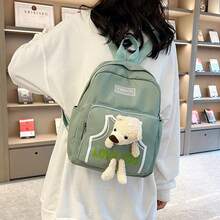 Women's Backpack Random Shipment Model Small Girl With Teddy Bear Decoration Cute Casual Backpack - 綠色 - 查看 5