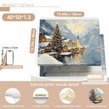1pc Hallstatt Village Christmas Scene Canvas Print - Winter Scenery Wall Art, Waterproof, Suitable For Home Decor, Room Decor, Bedroom Decor, Living Room Decoration, Bathroom Decor, Wall Decor, Christmas Decorations For Home, Optional Wall Art With Frame