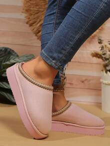 Women Low Top Mini Boots Indoor Slippers - Pink - View 4