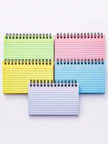 2pcs/1pc Simple Colorful Spiral Notebook, Multifunctional Coil Notebook Candy Color Lined Portable Diary Memo Index Card Creative Notepad, Easy Tear Binding, Pink Blue Green 5 Color Mix, Office Supplies Diary Notebook Student Back To School Stationery, Birthday Thanksgiving Gift, School Prize And Reward