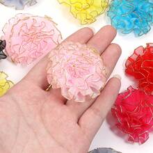 10 pièces Fleurs de Chiffon Œillet Bordées d'Or 5cm, Grande Taille, Accessoires de Décoration de Vêtements, Matériaux DIY pour Pinces à Cheveux, Fleurs de Décoration pour Sacs, Chaussures, Chapeaux, Décoration Maison, Décoration d'Emballage Cadeau, Fournitures Artisanales Fête des Mères, Options Multicolores