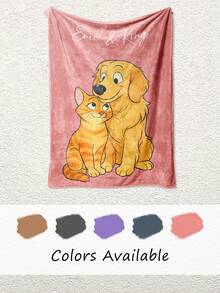 1pc Personalized Pet Blanket Using Pet Photo + Name Custom Dog Portrait Blanket Dog Blankets Cat Picture Blanket Pet Photo Pet Parent Gift