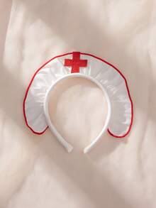 Two-Piece Female Nurse Cosplay Outfit, Including Nurse Headdress, Crotchless, See-Through Backless Bodysuit, Sexy Bodysuit And Sexy Lingerie Set.