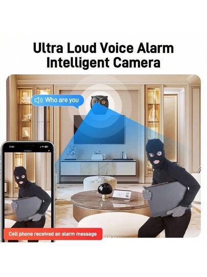 Owl Design WiFi Camera, Full HD Lens, Smart Home Security Camera, Two-Way Audio, Full-Color Night Vision, Motion Detectio, Cloud Storage/TF Card Storage, Home Monitor, Pet Monitor, Suitable For Indoor And Outdoor Use, ICSEE APP view 3