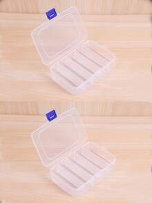 1pc/2pcs 5-Compartment Organizing Box For Makeup Or Hair Accessories, Portable Partitioned Container With Buckle - Clear - View 7