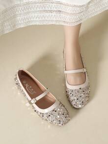 Mengshangli Zapatos planos para mujer con moño, parche de encaje, zapatos elegantes para fiestas, adecuados para todas las estaciones