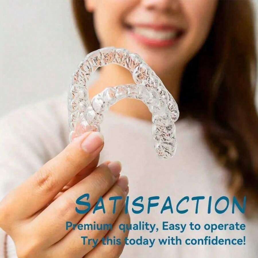 2pcs Transparent Teeth Whitening & Alignment Trays, Night Use Odorless Oral Care Accessories, Relieve Teeth Grinding - 白色 - 查看 1