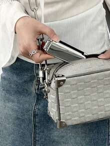 SGIAWETA-X Milania 1pc Foldable Comb - Color, Portable With Built-In Mirror,Hair Brush,Comb,Hair Tools,Hair Products And Accessories Barber Salon Beauty Travel Essentials,Back To School,Travel Holiday Essentials,Hair Accessories Women-Birthdaygift - Bạc - Xem 3