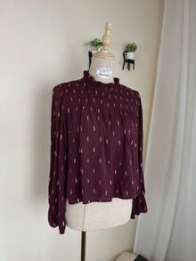 Hermiss blusa para  otoño , Detalles metálicos dorados y goma  fruncida a talla única para una S/M/L . entrega estimada 1-3dias laborable (península) - Burdeos - Ver 4
