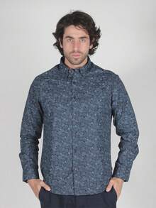 Ben Sherman Camisa Mono Floral Británico Manga Larga  Barroco    Otoño/Invierno  Primavera/Otoño    Regular    Canalé  Botón - Azul Marino - Ver 5