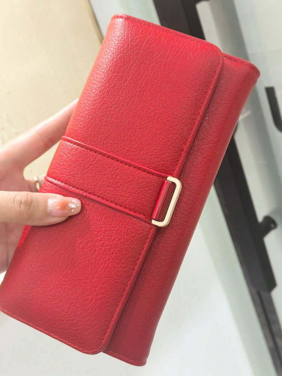 New Women's Soft PU Long Wallet Fashion Casual Large Capacity Multi-Function Handbag Clutch Card Holder ID Case Convenient To Carry Suitable As Holiday Gift For Women Money Wallet Purse Wallet Fall Y2K - Red - View 1