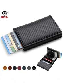 1pc Men's Simple Lightweight Open Wallet, Credit Card Holder, ID Card, Business Card Organizer, Birthday/Graduation/Christmas Gift - 黑色 - 查看 6