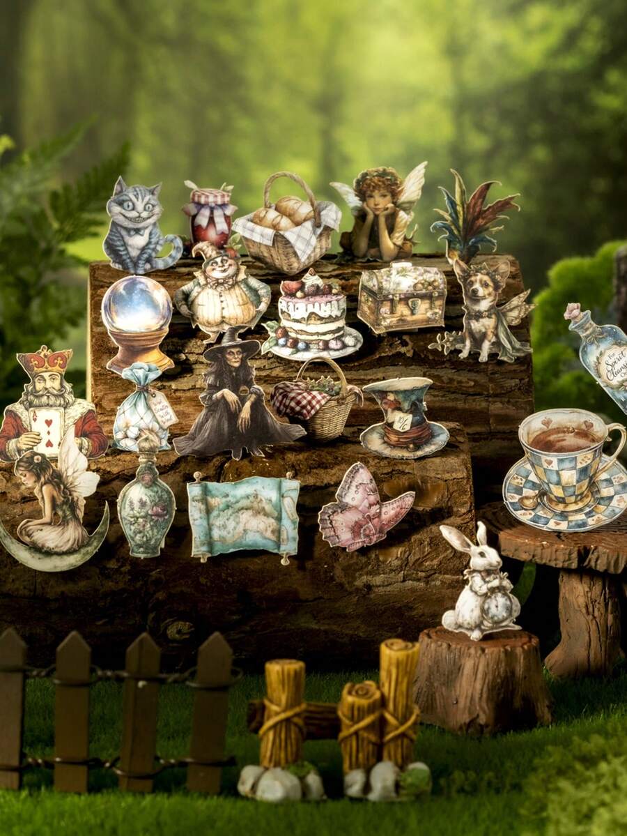 60 张/包童话风景迷你贴纸、创意美学贴纸贴花、DIY 装饰拼贴工艺材料、节日礼物、个性化剪贴簿学校用品