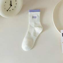 Șosete de damă, culoare uni, până la jumătatea gambei, șosete crew cu imprimeu anti-miros, fără cusături, toamnă/iarnă