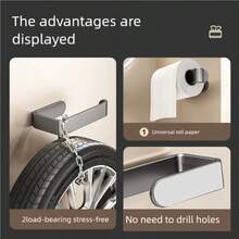 1 Toilettenpapierhalter, praktische Wandhalterung und Türhalterung für Papier im Badezimmer, nahtloses doppelseitiges Klebeband, in zwei Farben erhältlich, Schwarz/Weiß, Badezimmer-Accessoires, Badezimmer-Papierhalter, Küchen-Accessoires, Schlafsaal-Grundausstattung, Essentials für Studenten, die an die Uni zurückkehren, Schlafsaal-Papierhalter.