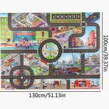 1pc Carpet Landscape Map, Popular Civilization City And Parking Lot Game, City And Road Themed Waterproof Water Game Carpet Map, Waterproof And Moisture-Proof Non-Woven Fabric, School Supplies - Multicolor - View 8