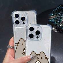 Shockproof Transparent Soft Back 16 15 14 13 12 11 Pro X XR XS 8 Plus, With Funny Pusheens Pattern Phone