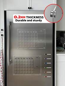 1 Month Planner Magnetic Board (Black/White), Includes 6 Magnetic Dry Erase Markers, Transparent Double-Layer Fridge Board, Display & Writing Board, Magnetic Refrigerator Memo Pad