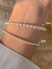 1pc Exquisite S925 Sterling Silver Pearl Bracelet, Niche Design, Luxurious Feel, Suitable For Party, Gift, And Daily Wear