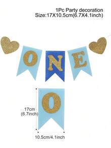 1 Set Blue 1st Birthday Party Decorations, Including: 1st Birthday Party Wall Backdrop Decor, Blue Theme Birthday Party Room Decor Table Runner, Blue Theme 1st Birthday Party Baby Chair Hanging Decor Streamer, 1st Birthday Party Hanging Banner, Birthday Hanging Decor - Blue - View 10