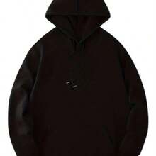 Letter  Graphic Back Panel Pattern Hoodie, Retro Style Creative Print Men's Fashion Sweatshirt, Autumn And Winter Casual  Pullover - Black - View 3