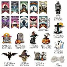 hoojojo 20 Peças/Conjunto Bandeiras Decorativas de Halloween, Conjunto de Banners Penduráveis, Banners de Festa com Tema de Halloween, Decorações Vintage, Presentes de Halloween, Decoração de Parede de Sala de Aula e Corredor Escolar, Lembrancinhas de Festa, Festa de Escritório, Decoração de Lareira, Adequado para Reuniões Familiares, Decoração de Sala de Aula e Decoração de Escritório