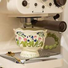 Retro Oil Painting Ceramic Mug, 430ml Coffee Cup