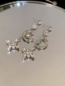 Andkiss Rhinestone Moon & Star Drop Earrings - Hình ảnh - Xem 2