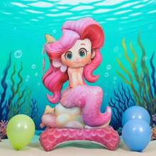 1 pezzo Palloncino in foil rosa a forma di sirena da 61 pollici, adatto per decorazioni di feste di compleanno, eventi a tema marino estivi, celebrazioni di festival per ricreare una fantasia da favola
