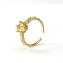 1pc Stainless Steel Fashion Simple Exquisite 4-Claw Diamond Engagement Ring, Romantic Minimalist Design For Women - 4-claw Diamond Ring - View 8