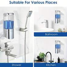 1 dozator de săpun manual, montat pe perete, din plastic, dozator de șampon și balsam fără plumb pentru dușul din baie de hotel - Nu necesită electricitate sau baterii