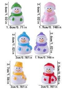 6 pièces Décorations de Noël, figurines mignonnes de bonhomme de neige avec écharpe - Convient pour les scènes enneigées miniatures, la décoration DIY, les accessoires de voiture, la décoration de bureau et de maison, les décorations de fête - Ornements en résine adorables