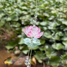 1个粉色莲花珠吊坠，夏季新品粉色莲花手机挂饰、包包挂饰、汽车挂饰、家居装饰挂件 - 彩色 - 查看 11