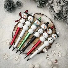 38pcs Christmas DIY Beaded Ballpoint Pens, Christmas DIY Ballpoint Pens With , Striped Wooden Beads, Scarf Cord, Spacer Beads, Christmas Party Gifts, Stationery, Office Supplies, Christmas Decorations, Suitable For Office Christmas Gifts - Multicolor - View 3