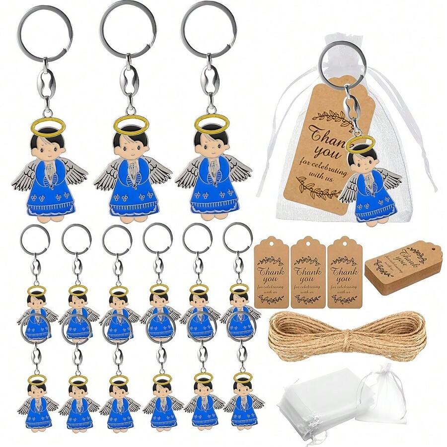 7/16 Pcs - Angel Guardian Keychain Baptismal Party Angel Keychain Gift Unique/Gender Disclosure/First Communion/Wedding Party Guest Keychain Gift, Wedding Gift, Baptismal Gift, Elegant Keychain, Fashion Keychain, Durable Keychain, Keychain Set, Religious Gift, Gift Shopper, Event Organizer