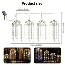 1 Piece With 4 Solar Jellyfish LED Line Lights, Line Hanging Anemone Lights, 8 Modes, IP65, Warm And White, Outdoor Home Wedding Party Decorations, Create Atmosphere For Patio, Bars And Events, Holiday Decorative Lights | Spotlight Christmas Halloween Decoration - Nhiều màu - Xem 3