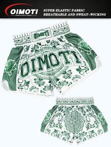 OIMOTI Schwarz-Weiß gemusterte, locker sitzende Boxing Hose, Boyfriend-Stil Herren Fitness Kickboxen Muay Thai MMA Sport Elastisch Jogginghose