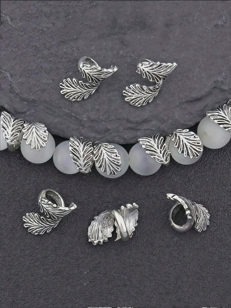 8/20/50 件，珠宝制作垫片。16 毫米复古羽毛形垫片珠，带有雕刻纹理的古银锌合金装饰珠，用于 DIY 耳环、项链、手链和其他珠宝配饰制作。珠子，珠宝制作用珠子，珠宝制作用品，垫片珠，手链珠，手链珠，饰物，珠子垫片。生日派对、万圣节、圣诞节装饰、成人工艺品用品