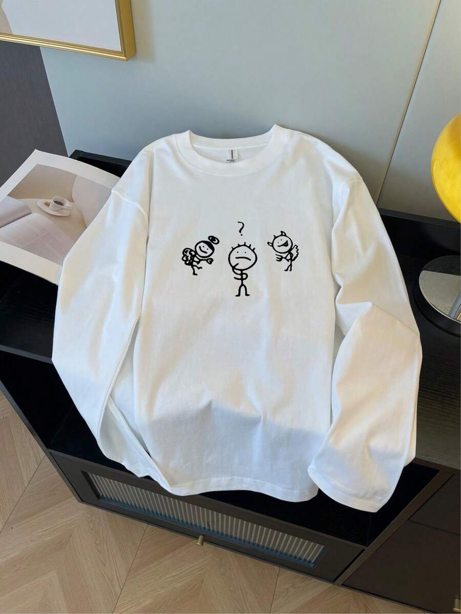 New Women's Long-Sleeved Pure Cotton T-Shirt. Sweat-Absorbent And Breathable, This Versatile Round-Neck Loose Top Is A Must-Have For Fall And Winter Basements. High-Quality Cotton Long Sleeves Are Your First Choice. - trắng - Xem 1